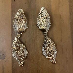 Gold and Silver Leaf Drop Earrings